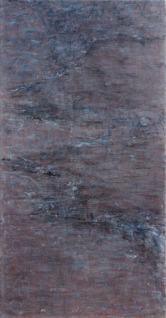 Crépuscule,   2015, charcoal, inks, acrylic, pencils, pastel, on canvas, 73 x 157 cm. 